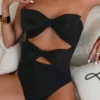 SHEIN Swim Vcay Solid Color Strapless Swimsuit