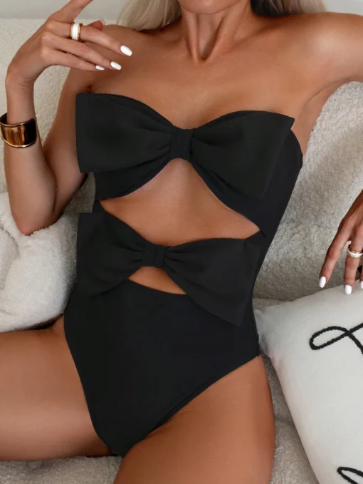 SHEIN Swim Vcay Solid Color Strapless Swimsuit