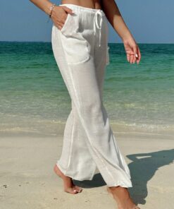 SHEIN Swim Vcay Women's Solid Color Side Pocket Design With Belt