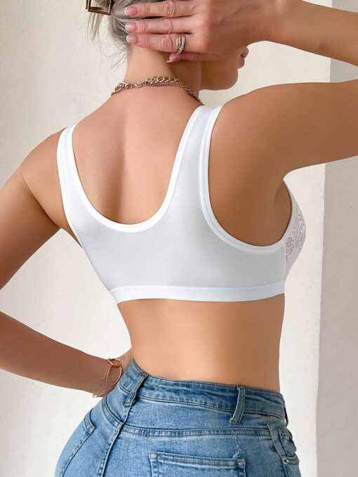 SHEIN Women's Lace & Non-Wired Front Closure Comfortable Bra - Image 3