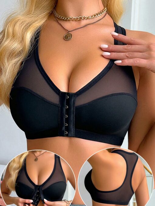 SHEIN Women's Plain Casual Wireless Front Closure Comfortable Bra
