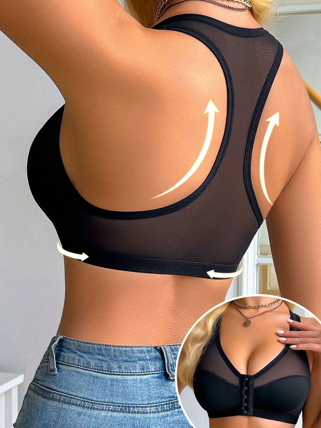 SHEIN Women's Plain Casual Wireless Front Closure Comfortable Bra