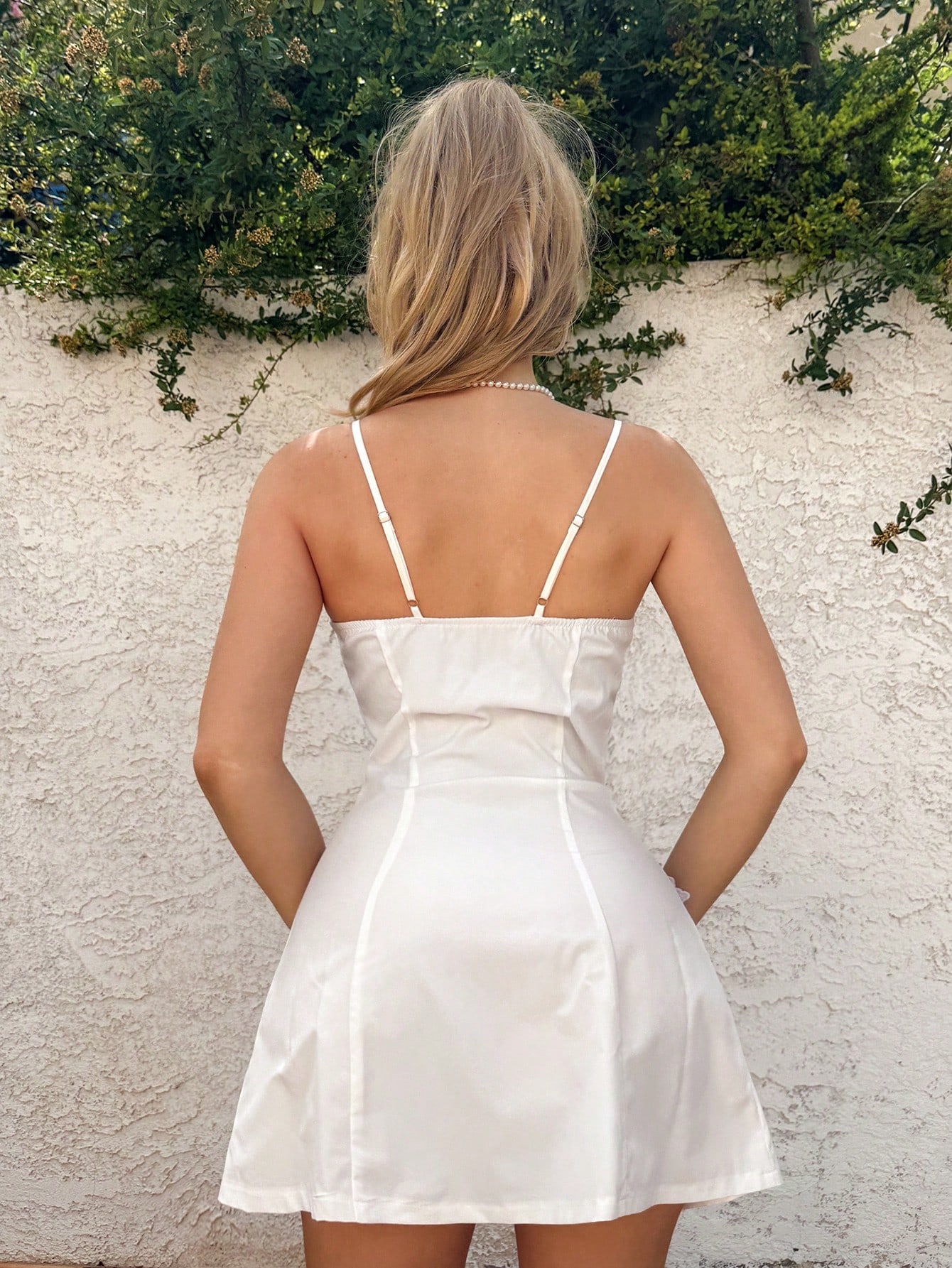 SHEIN EgrlEra Women's Casual Mini Dress With Ditsy Floral Embroidery Spaghetti Strap - Image 2