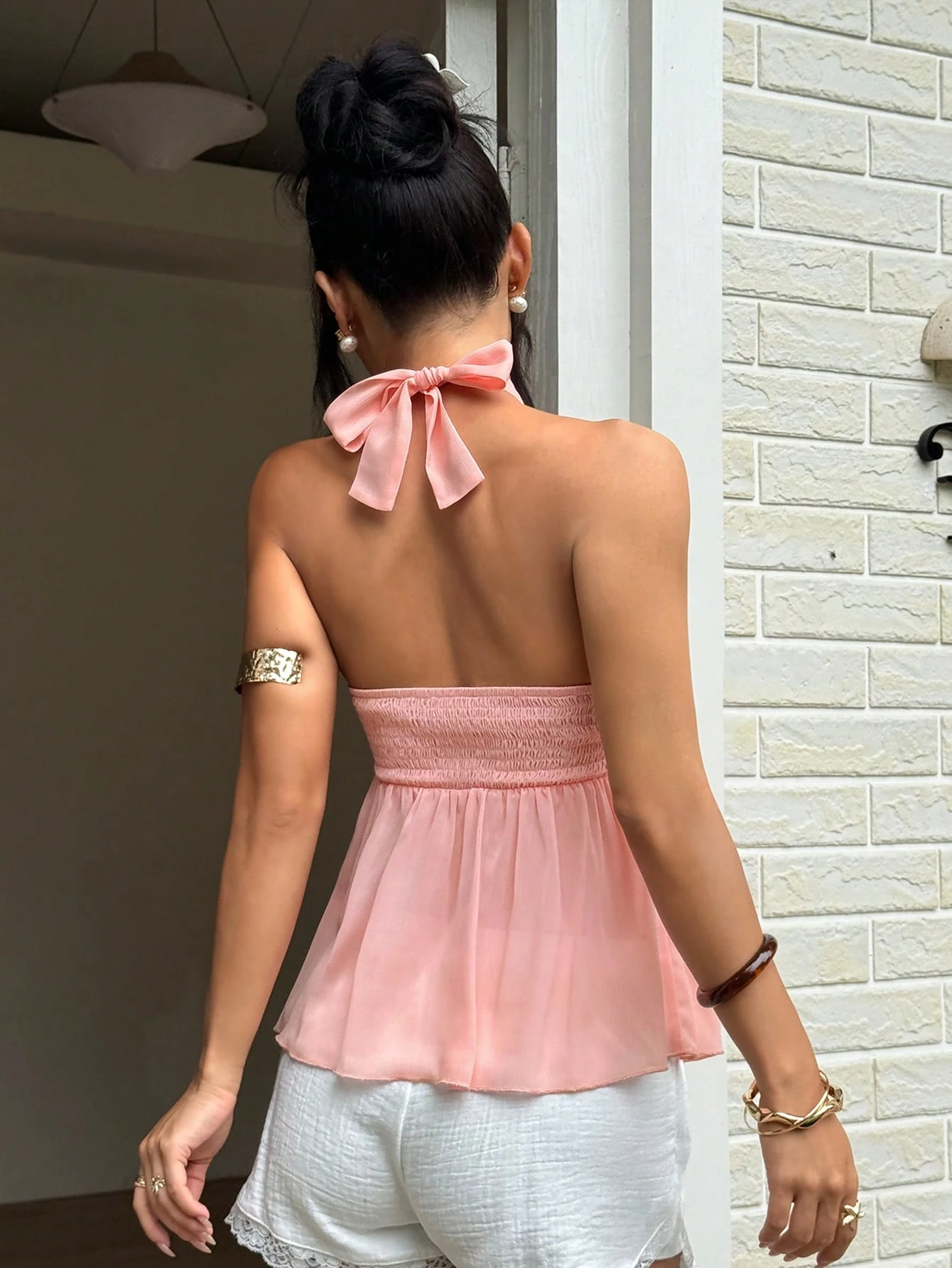 SHEIN PETITE Pleated Texture Fabric Twist Tie - Image 2