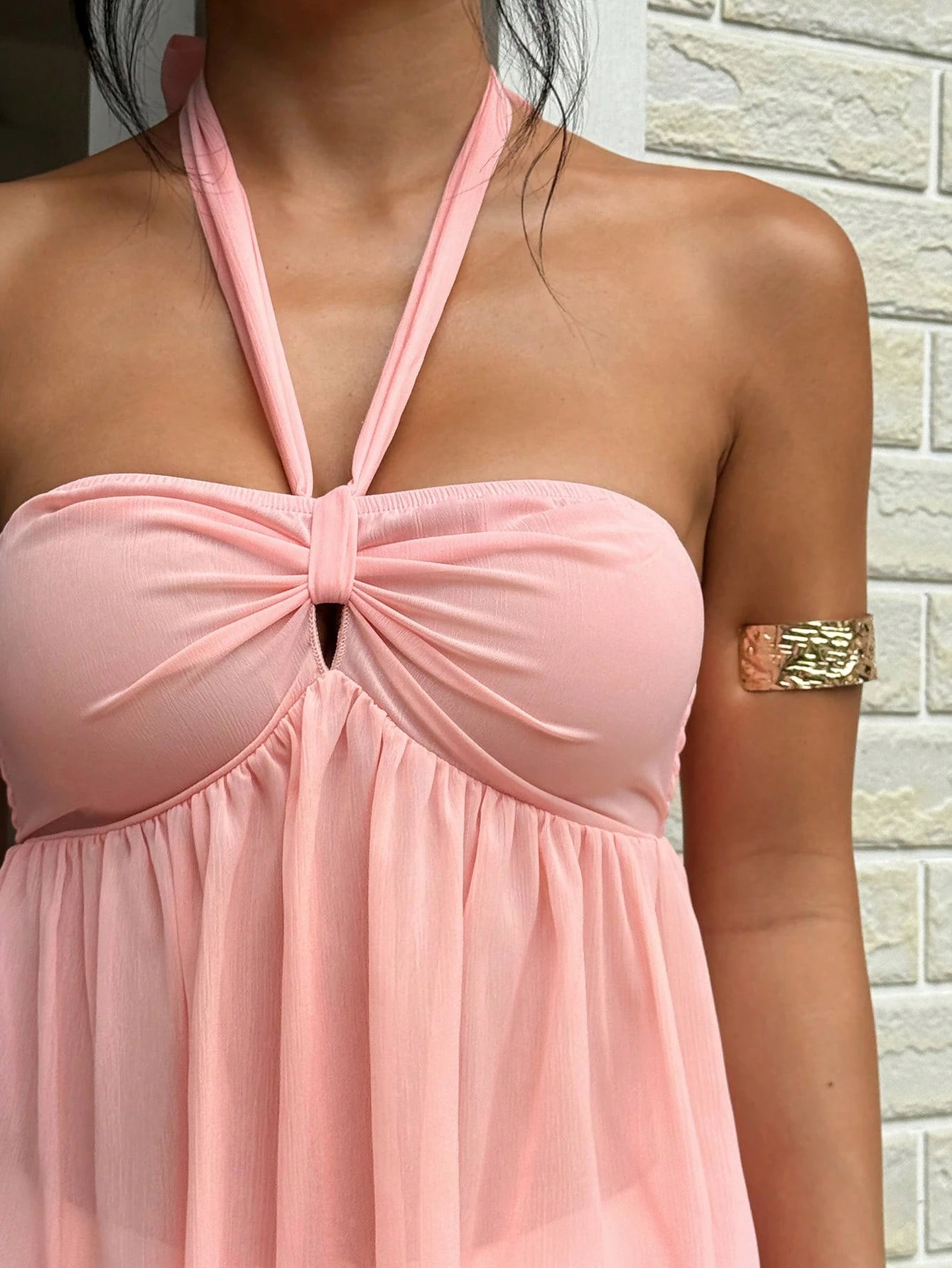 SHEIN PETITE Pleated Texture Fabric Twist Tie - Image 3