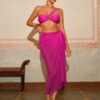 shein Swim Oasis Women's 3pcs Hot Pink Sexy Bikini Set