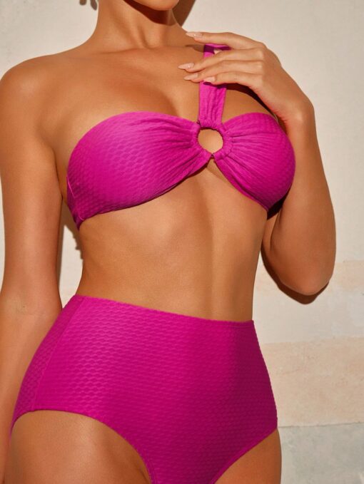 shein Swim Oasis Women's 3pcs Hot Pink Sexy Bikini Set - Image 3