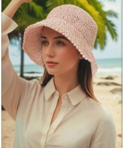 Women's Foldable Straw Bucket Hat | Beach Sun Hat