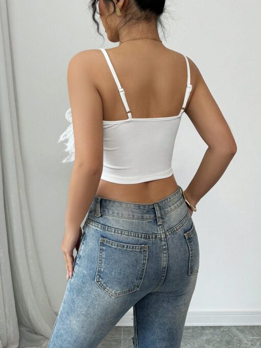 SHEIN Chiquease Women Knit Feather Decor Tank Top - Image 2