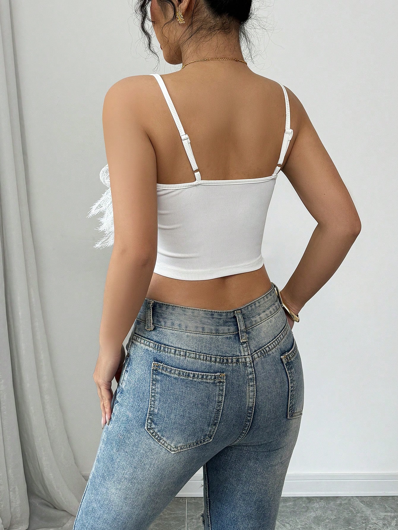 SHEIN Chiquease Women Knit Feather Decor Tank Top - Image 2