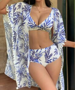 SHEIN DAZY Women's Spring/Summer Printed Kimono Beach Cover-Up