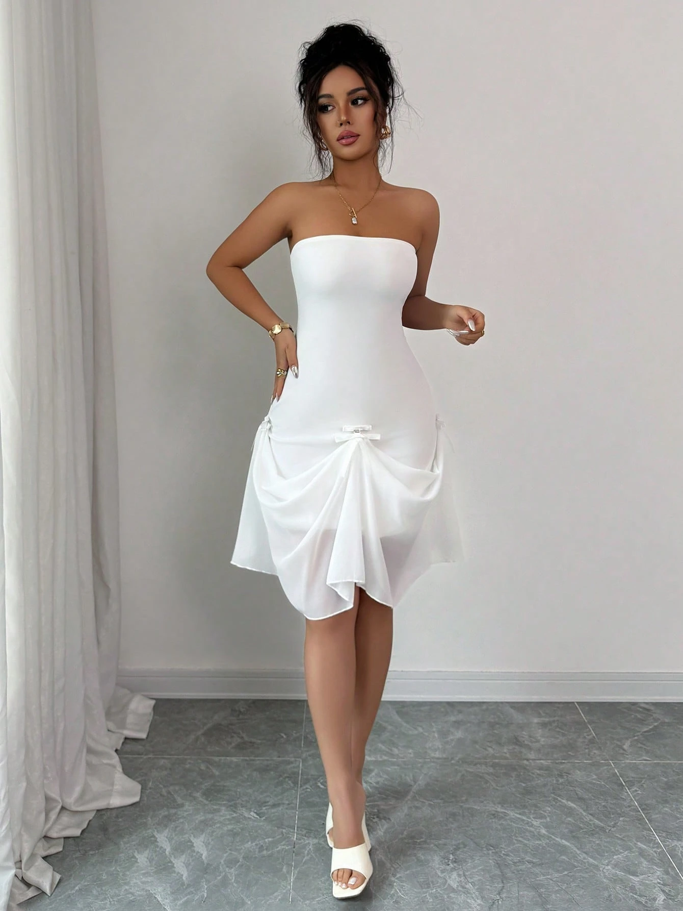 SHEIN Elenzga Solid Color Camisole See-Through Mesh Splice Versatile