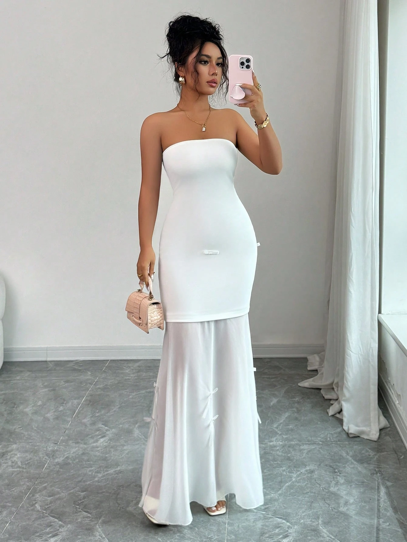 SHEIN Elenzga Solid Color Camisole See-Through Mesh Splice Versatile - Image 3