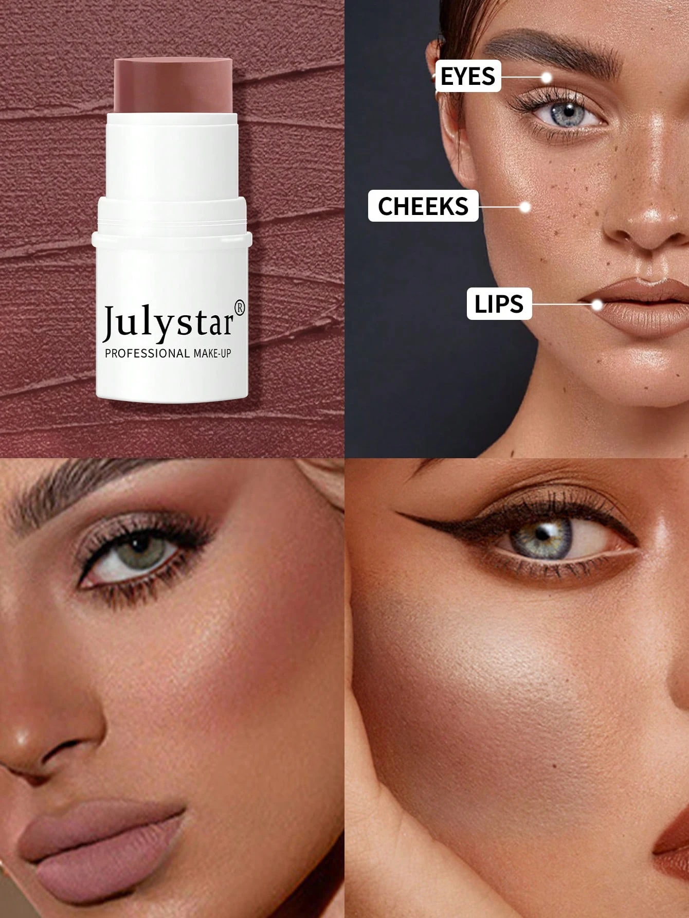 Julystar Professional Makeup Blush Stick, Long-wearing Highly Pigmented Cream Blush