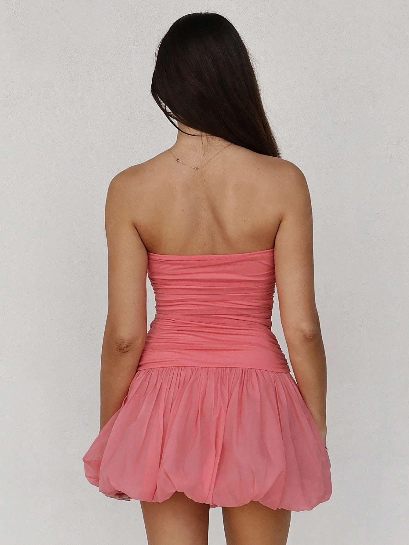 SHEIN Roylia Women's Elegant Graduation Strapless Mesh Floral Bud Skirt Short Dress - Image 2