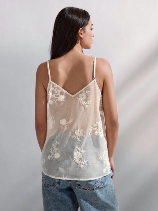 SHEIN Maija Women's Apricot Shining Sequin Embroidered Design Blouse - Image 2