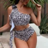 SHEIN Swim Women's Vacation Geometric Floral Print Decorated Fashion 2 Pieces