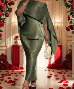 SHEIN Slaydiva New Christmas & New Year & Valentine's Day Green Shiny Dress