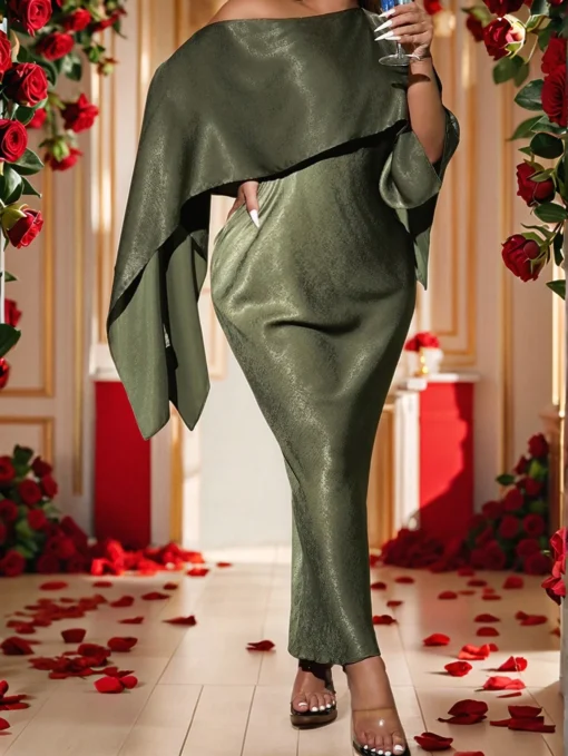 SHEIN Slaydiva New Christmas & New Year & Valentine's Day Green Shiny Dress - Image 3