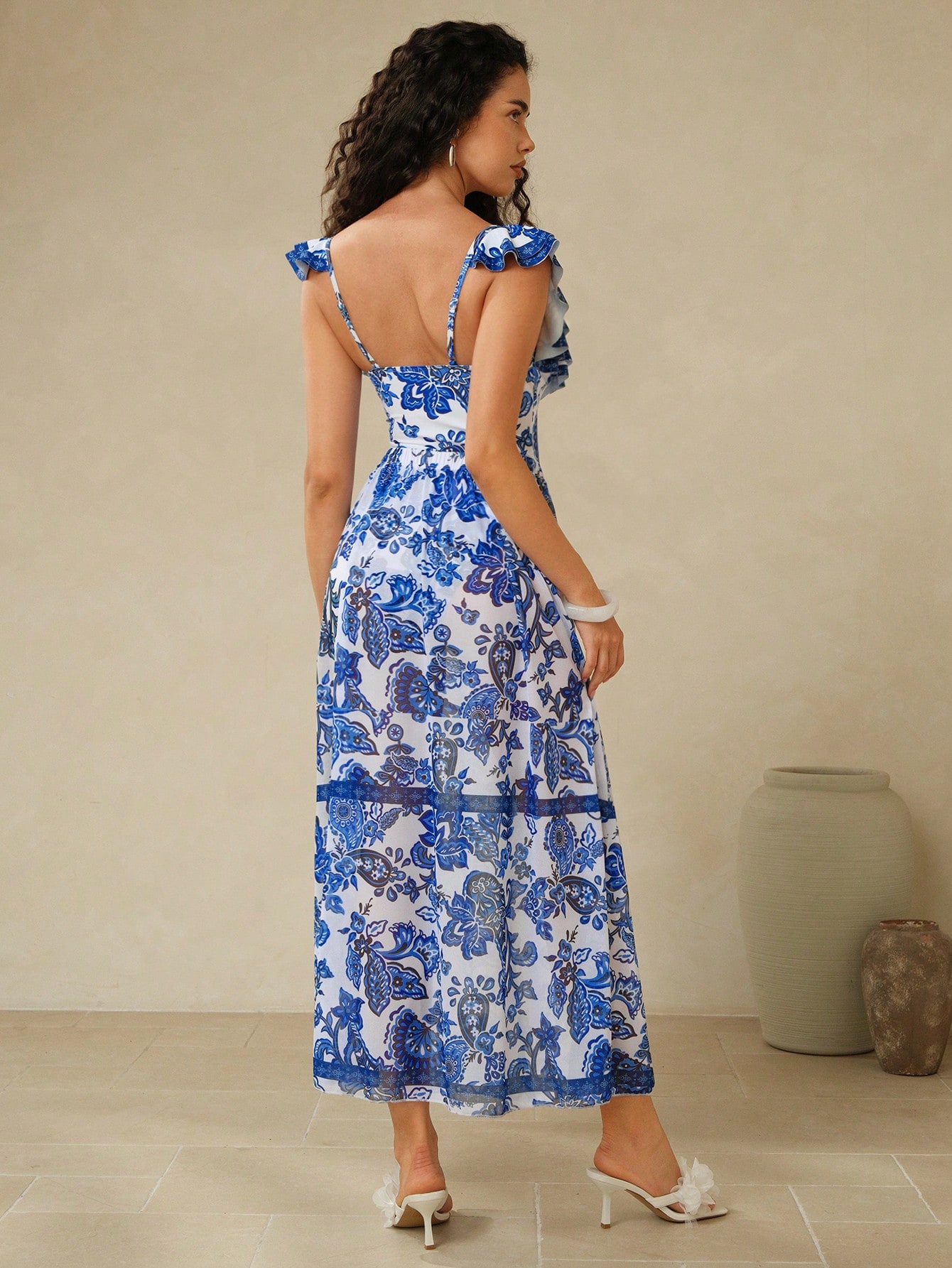 SHEIN Swim Oasis Summer Beach Holiday Boho Blue & White - Image 2