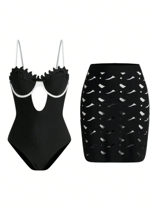 SHEIN Swim Oasis Women Hollow Out Spaghetti Strap One-Piece Swimsuit