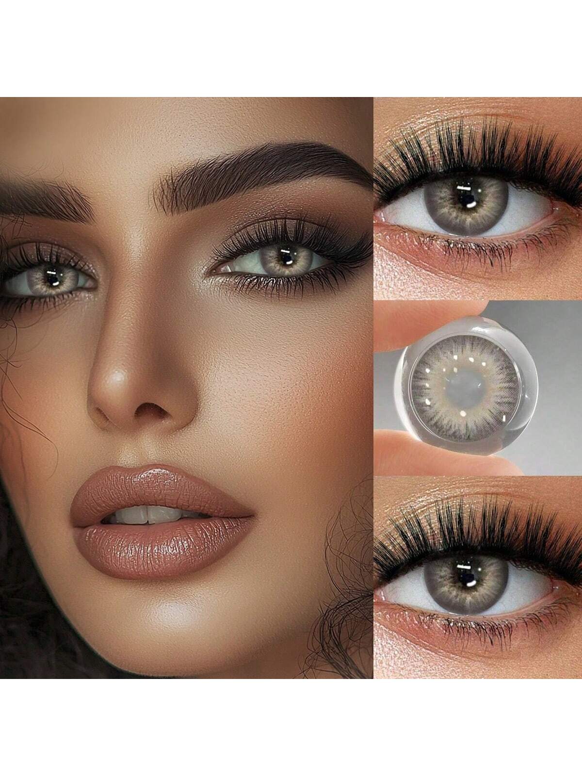 SHEIN 1 Pair Annual Disposable Colored Contact Lenses, 14.5mm Brown Color