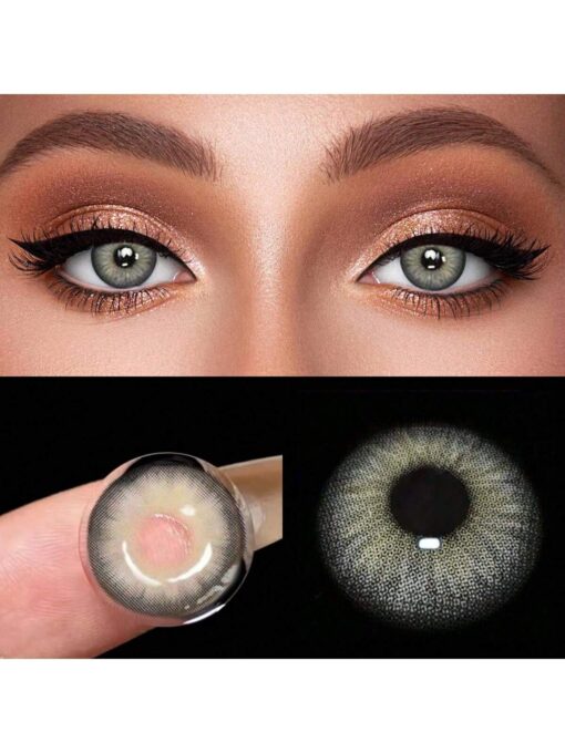 SHEIN 1 Pair Colored Contact Lenses For Eyes, Including Brown, Grey And Green Natural Color