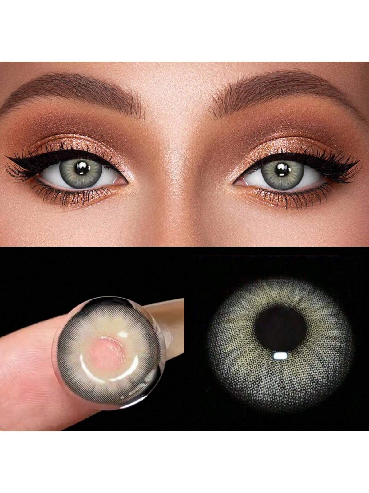 SHEIN 1 Pair Colored Contact Lenses For Eyes, Including Brown, Grey And Green Natural Color