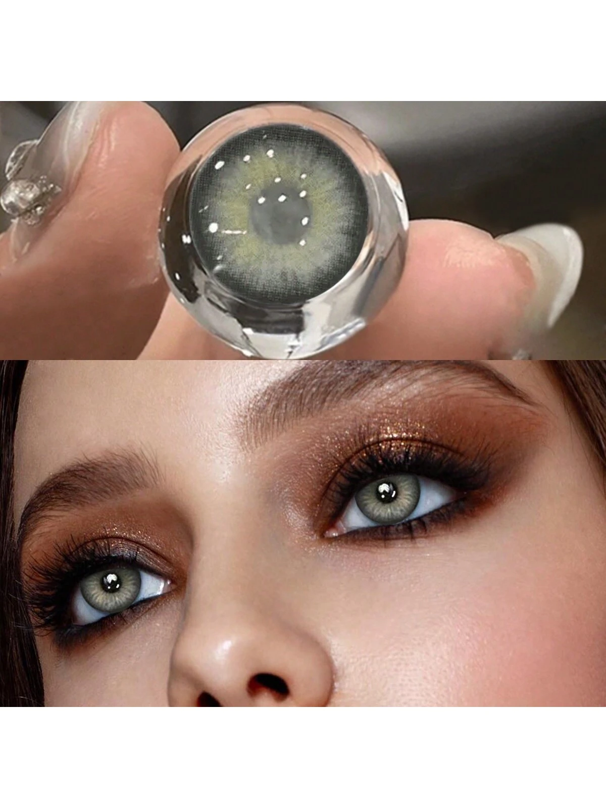 SHEIN 1 Pair Colored Contact Lenses For Eyes, Including Brown, Grey And Green Natural Color - Image 2