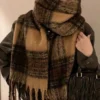 shein 1pc Ladies' Autumn And Winter New Retro Maillard Scarf, Outdoor Versatile Warm