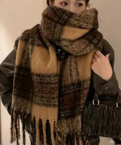 shein 1pc Ladies' Autumn And Winter New Retro Maillard Scarf, Outdoor Versatile Warm