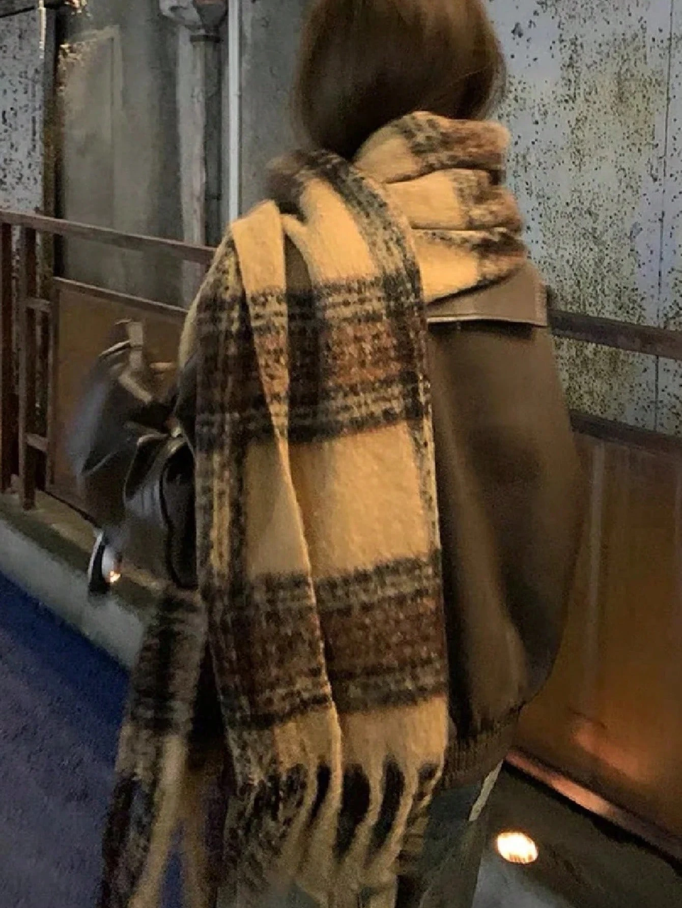 shein 1pc Ladies' Autumn And Winter New Retro Maillard Scarf, Outdoor Versatile Warm - Image 2