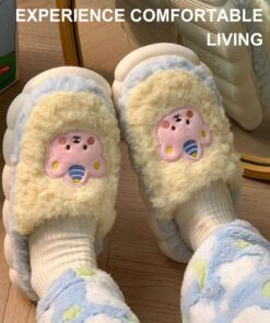 SHEIN Women's Cute Bear Detail Flat Heel Elegant Slippers