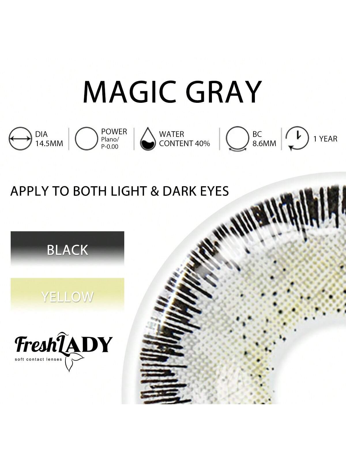 SHEIN FRESH LADY Freshlady Lens For School Pupilentes Magic Gray Colored Contact Lenses - Image 3