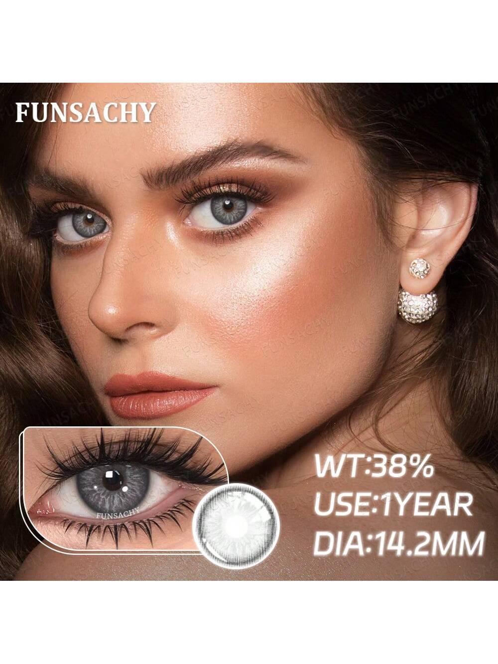 SHEIN FUNSACHY Gray Contact Lenses 14.2mm Natural Soft Lenses Annual Disposable - Image 3