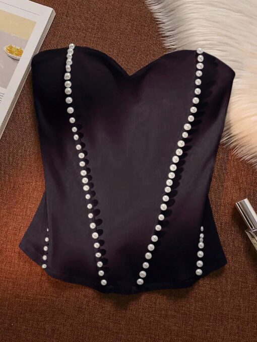 SHEIN Franclia Women's Elegant Elegant Simple Pearl Decor Bandeau