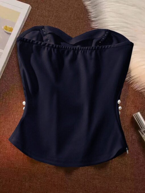 SHEIN Franclia Women's Elegant Elegant Simple Pearl Decor Bandeau - Image 2