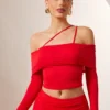SHEIN Hauture Women Solid Color Asymmetric Neck Long Sleeve