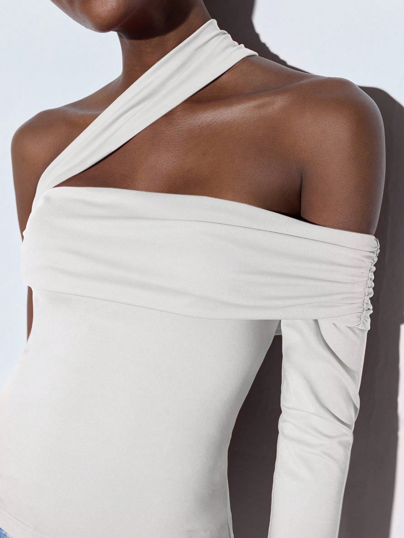 SHEIN Maija Spring/Summer Women's Casual Fitted Asymmetric Shoulder Top - Image 4