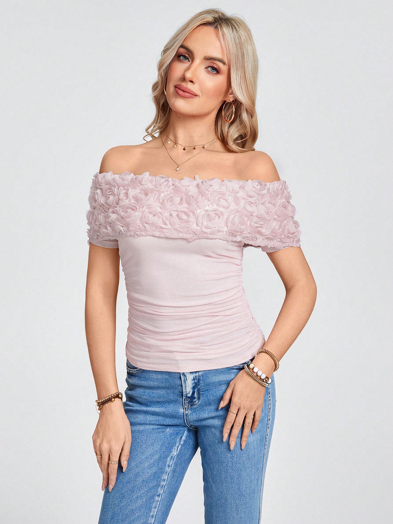 SHEIN LUNE Summer Elegant Vacation Off The Shoulder Top - Image 2