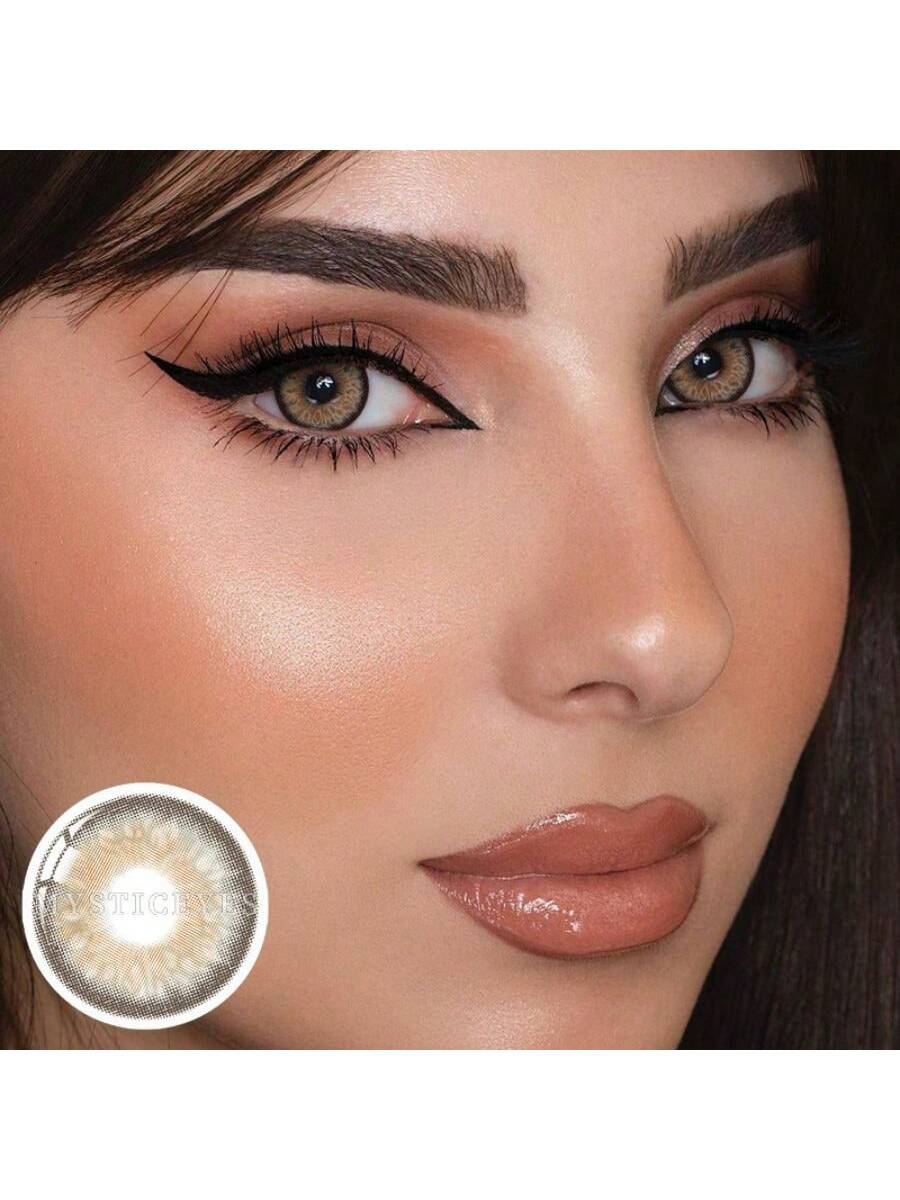 SHEIN UYAAI UYAAI 1Pair-Enlargement Natural Yearly Disposable Colored Contact Lenses - Image 2