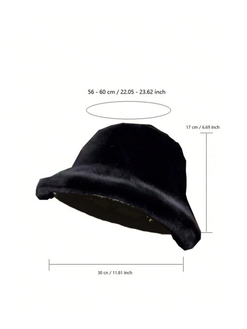 SHEIN Outdoor Casual Series, Solid Color Bucket Hat, Faux Fur Hat