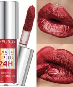 KAFURUX Sparkling Red Lip Glaze - Easy to Apply, Waterproof & Sweatproof, Long-Lasting Lip Makeup