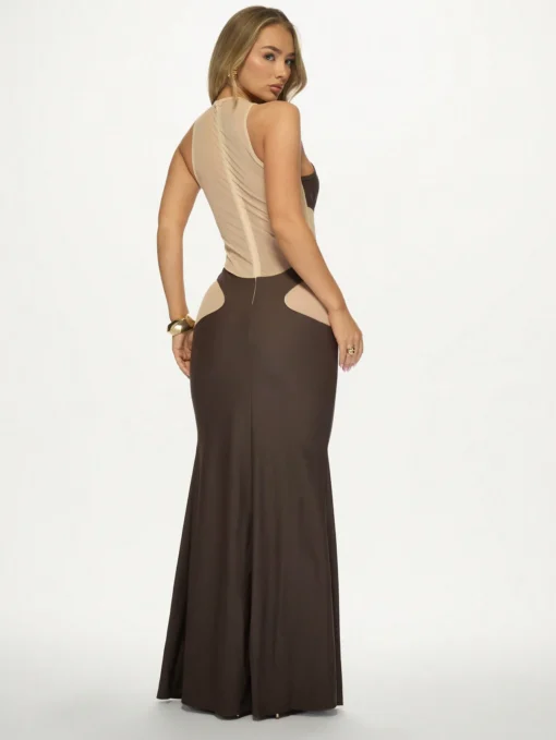 SHEIN MISSGUIDED Sleeveless Mesh Panel Bodycon Evening Gown Special Occasion Dress - Image 3