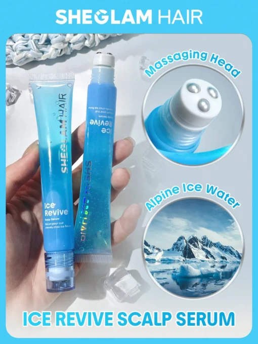 SHEGLAM HAIR Ice Revive Scalp Serum,Cooling Alpine Water Roll,Hair Massage Serum Roll