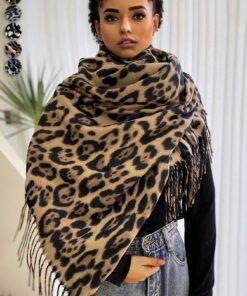 SHEIN 1pc Women's Winter Long Leopard Scarves Warm Soft Blanket Scarf