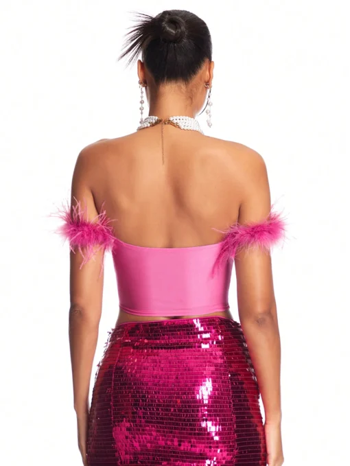 SHEIN SHEIN BAE Party Clubwear Gorgeous Celebration Casual Off-Shoulder Pink Top For Valentine's Day - Image 4