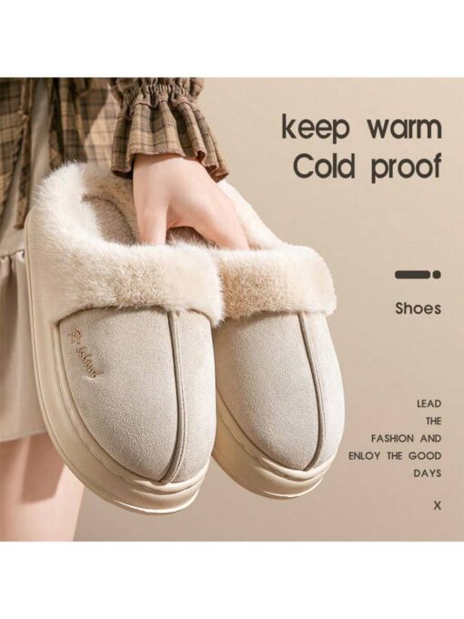 SHEIN Women Furry Cuff Thick Soft Sole Anti-Slip Slippers - Image 2