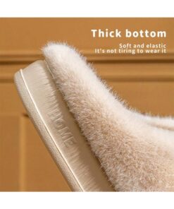 Women Furry Cuff Thick Soft Sole Anti-Slip Slippers
