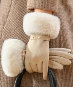 SHEIN Women's Touchscreen Gloves In Beige, Waterproof
